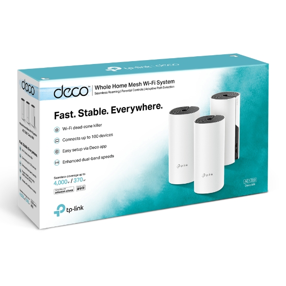 TP-Link Deco M4 AC1200 Whole Home Mesh Wi-Fi System (3 Pack) TP-Link Deco M4 AC1200 Whole Home Mesh Wi-Fi System (3 Pack)